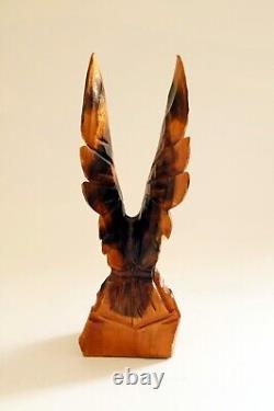 Eagle Vintage Sculpture USSR Hand carved Home decor 1970s Wooden figurine VTG 02