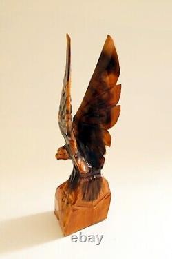 Eagle Vintage Sculpture USSR Hand carved Home decor 1970s Wooden figurine VTG 02