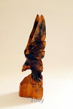 Eagle Vintage Sculpture USSR Hand carved Home decor 1970s Wooden figurine VTG 02