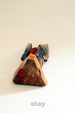 Eagle Vintage Sculpture USSR Hand carved Home decor 1970s Wooden figurine VTG 02