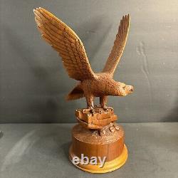 Eagle Wood Carving/Signed Hersh/Dated/Number 1/Walnut Wood/Hand Carving/Hawk