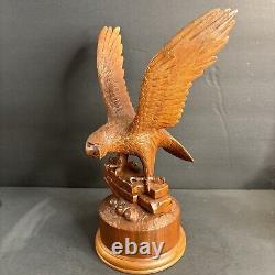 Eagle Wood Carving/Signed Hersh/Dated/Number 1/Walnut Wood/Hand Carving/Hawk