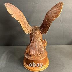 Eagle Wood Carving/Signed Hersh/Dated/Number 1/Walnut Wood/Hand Carving/Hawk