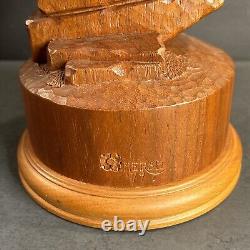 Eagle Wood Carving/Signed Hersh/Dated/Number 1/Walnut Wood/Hand Carving/Hawk