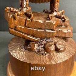 Eagle Wood Carving/Signed Hersh/Dated/Number 1/Walnut Wood/Hand Carving/Hawk