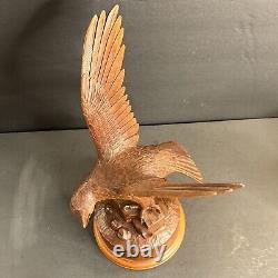 Eagle Wood Carving/Signed Hersh/Dated/Number 1/Walnut Wood/Hand Carving/Hawk