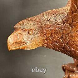 Eagle Wood Carving/Signed Hersh/Dated/Number 1/Walnut Wood/Hand Carving/Hawk