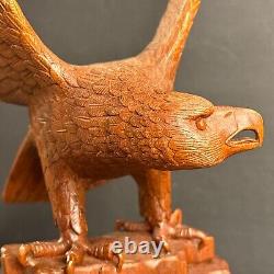 Eagle Wood Carving/Signed Hersh/Dated/Number 1/Walnut Wood/Hand Carving/Hawk