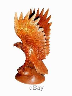 Eagle Wood Holzadler Wooden Sculpture Wood Figure Hand Carved 40 cm Height