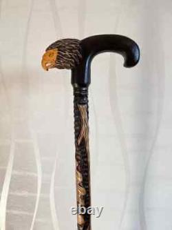 Eagle Wooden Cane, Walking Stick, Hand Carved Handle, Hiking Stick, Décor