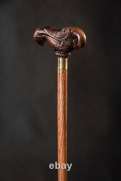 Eagle Wooden Cane, Walking Stick for Him, Hand Carved Handmade Hiking Stick