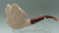 Eagle block Meerschaum Pipe best hand carved smoking pfeife wth case