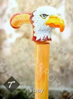 Eagle handle wooden walking stick hand carved walking cane Christmas gift eagle