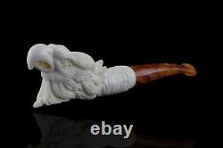 Eagle head Meerschaum Pipe tobacco hand carved smoking pfeife with case