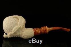 Eagle's Claw Hand Carved BLOCK Meerschaum Pipe in custom CASE 9163
