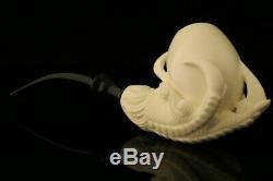 Eagle's Claw Hand Carved BLOCK Meerschaum Pipe with CASE 10564