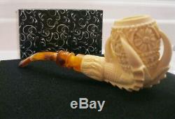 Eagle's Claw Hand Carved Block Meerschaum Pipe NEW In Case