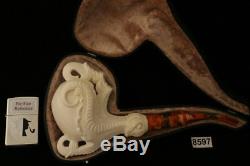 Eagle's Claw Hand Carved Block Meerschaum Pipe in CASE 8597