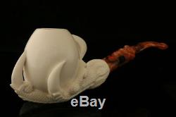 Eagle's Claw Hand Carved Block Meerschaum Pipe in a fitted CASE 8298