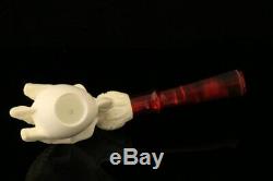 Eagle's Claw Hand Carved Block Meerschaum Pipe with CASE 10209