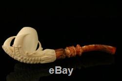 Eagle's Claw Hand Carved Block Meerschaum Pipe with CASE 10222