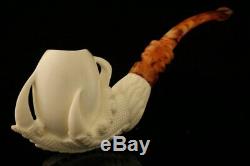 Eagle's Claw Hand Carved Block Meerschaum Pipe with CASE 10305