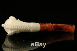 Eagle's Claw Hand Carved Block Meerschaum Pipe with a custom CASE 10574r
