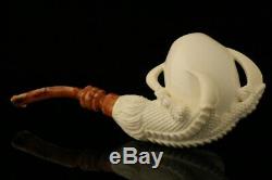 Eagle's Claw Hand Carved Block Meerschaum Pipe with a custom CASE 10771