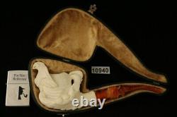 Eagle's Claw Hand Carved Block Meerschaum Pipe with custom CASE 10940