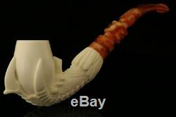 Eagle's Claw Hand Carved Block Meerschaum Pipe with custom CASE 11232