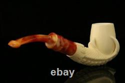 Eagle's Claw Hand Carved Block Meerschaum Pipe with custom case 11896