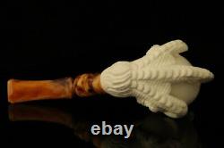Eagle's Claw Hand Carved Block Meerschaum Pipe with custom case 12075r