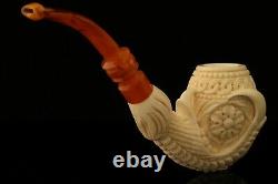 Eagle's Claw Hand Carved Block Meerschaum Pipe with custom case 12754