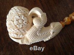 Eagle's Claw Hand Carved By Kudret Meerschaum Pipe in Custom Made Box