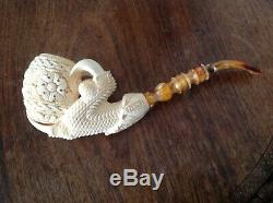 Eagle's Claw Hand Carved By Kudret Meerschaum Pipe in Custom Made Box