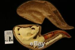 Eagle's Claw Hand Carved by KUDRET Block Meerschaum Pipe in custom case 9984