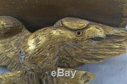 Eagle shelf hand carved glass eye gold 19 in architectural original 19th antique