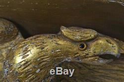 Eagle shelf hand carved glass eye gold 19 in architectural original 19th antique