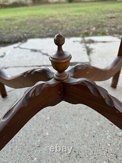 Early 1900s Hand Carved Eagle Oval Butlers Coffee Table Brown Wooden Mid Century