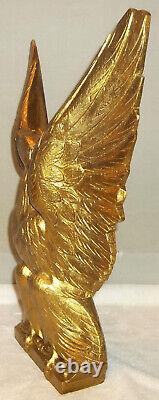 Early 20th C. Folk Art Hand Carved Wood 16 Gold Gilt Federal Eagle