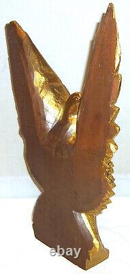 Early 20th C. Folk Art Hand Carved Wood 16 Gold Gilt Federal Eagle