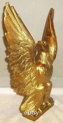 Early 20th C. Folk Art Hand Carved Wood 16 Gold Gilt Federal Eagle