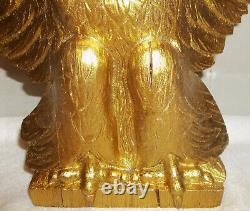 Early 20th C. Folk Art Hand Carved Wood 16 Gold Gilt Federal Eagle