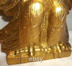 Early 20th C. Folk Art Hand Carved Wood 16 Gold Gilt Federal Eagle