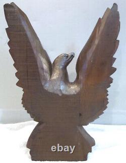 Early 20th C. Folk Art Hand Carved Wood 16 Gold Gilt Federal Eagle