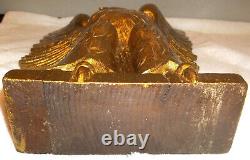 Early 20th C. Folk Art Hand Carved Wood 16 Gold Gilt Federal Eagle