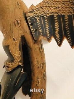 Exceptional Mid Century Hand Carved Horn Eagle/Hawk Bird Sculpture RARE