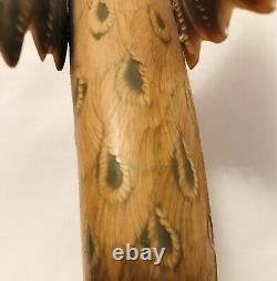 Exceptional Mid Century Hand Carved Horn Eagle/Hawk Bird Sculpture RARE