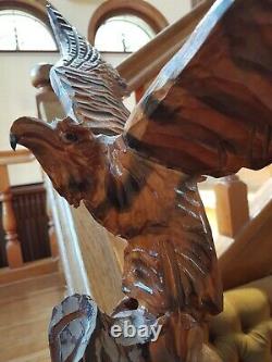 Exclusiv! Vintage big beautiful Hand Carved Wood Eagle Figure Statue USSR