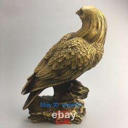 Exquisite Chinese brass OLD Hand-carved Eagle sculpture statue